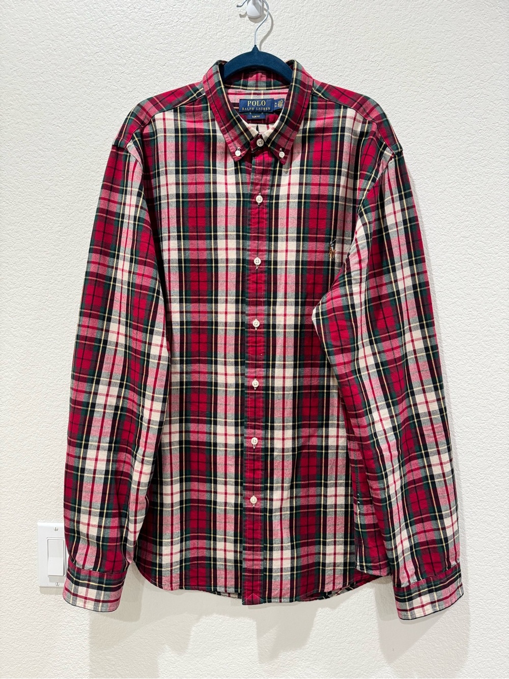 Polo by Ralph Lauren Red Plaid Slim Fit Oxford Men’s Shirt